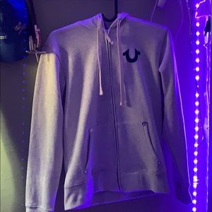 True Religion grey classic logo Zip up Hoodie